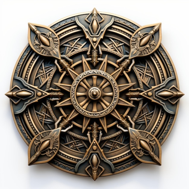 海洋的な超現実主義と対称性を持つ装飾された青銅製のプラーク