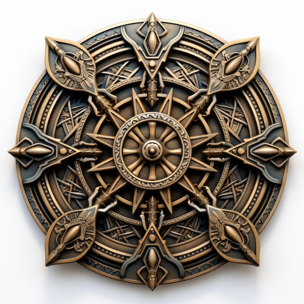 Ornate Bronze Brass Plaque With Nautical Surrealism And Symmetry