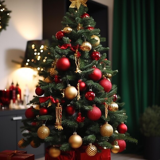 Ornate christmas tree in a living room