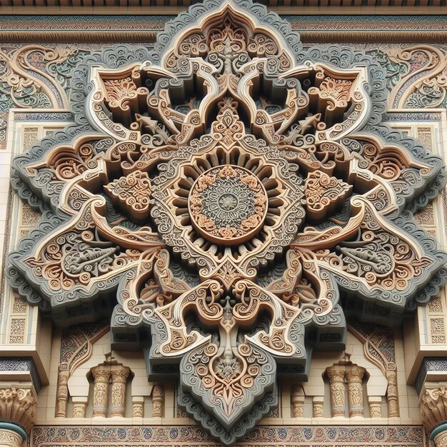 Photo ornate decoration adorns ancient arabic style building generated by ai