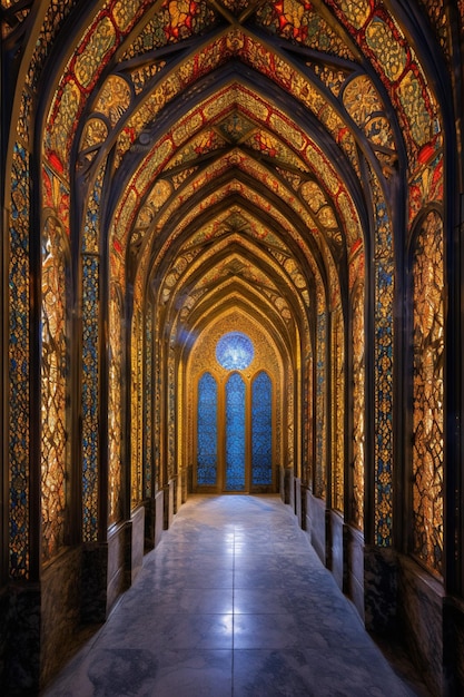 Photo the ornate decoration of a mosque during ramadan nights