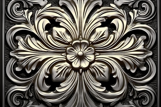 An ornate design on a black background