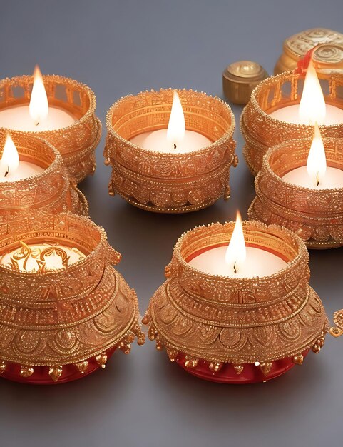 Photo ornate diya izes spirituality in hindu celebration ai image