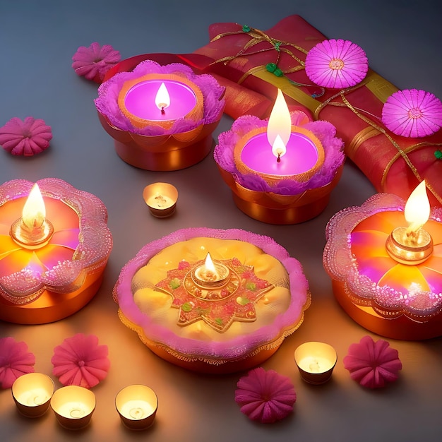 Photo ornate diya izes spirituality in hindu celebration ai image