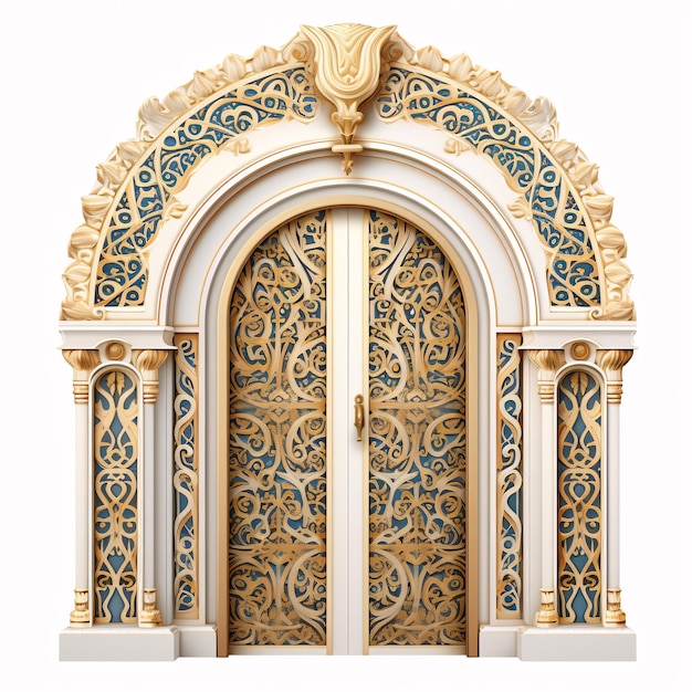 金色の装飾が付いた装飾されたドア