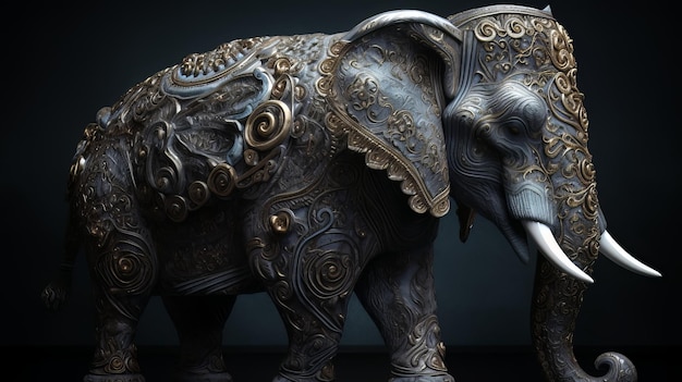 Ornate Elephant with Gold