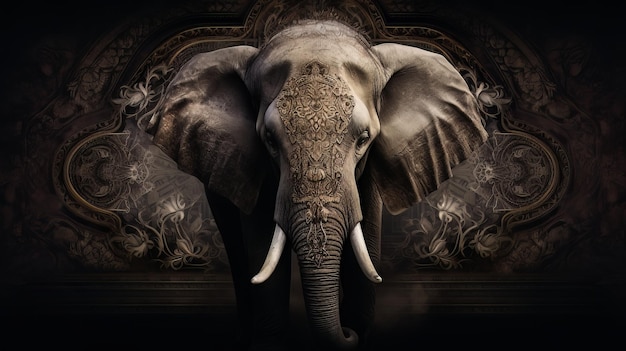 Ornate Elephant with Gold