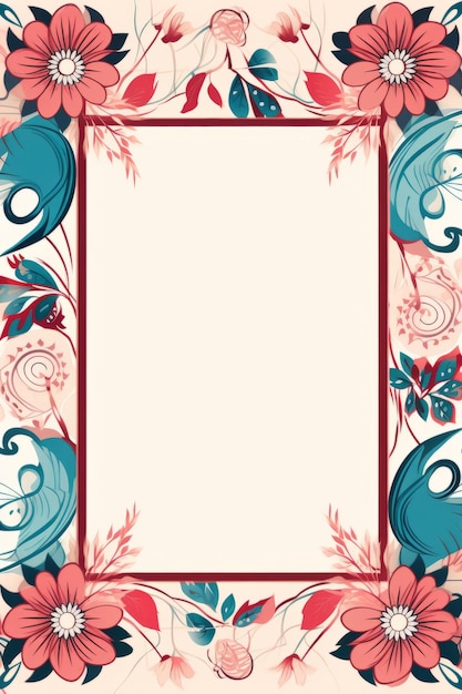 an ornate floral frame on a beige background