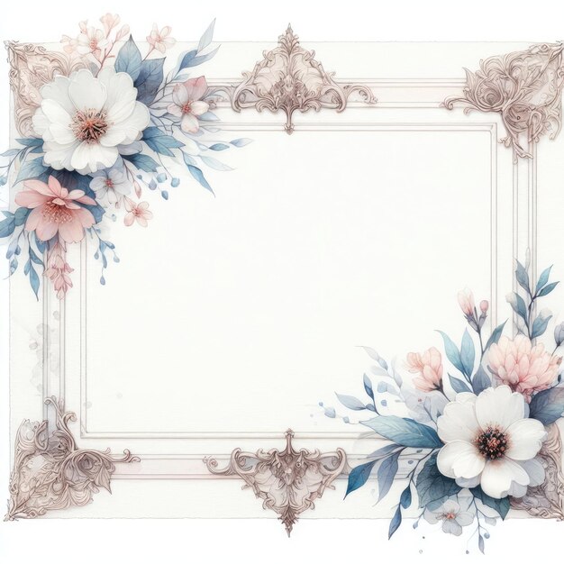 Ornate floral picture frame papier met generative ai