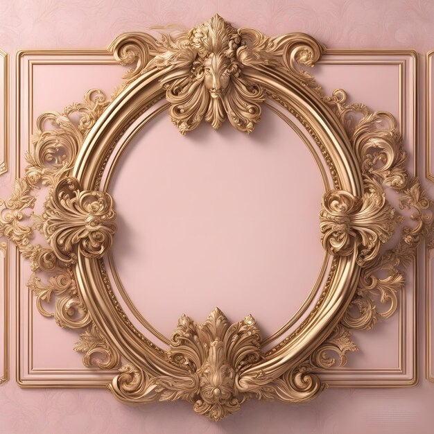 Фото Зеркало в декоративной рамке золотисто-розового цвета