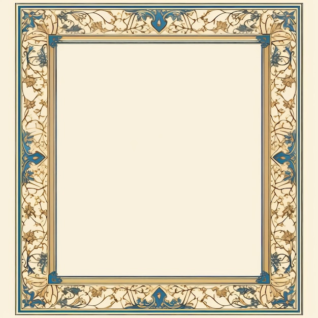 Photo an ornate frame with a blue and gold border