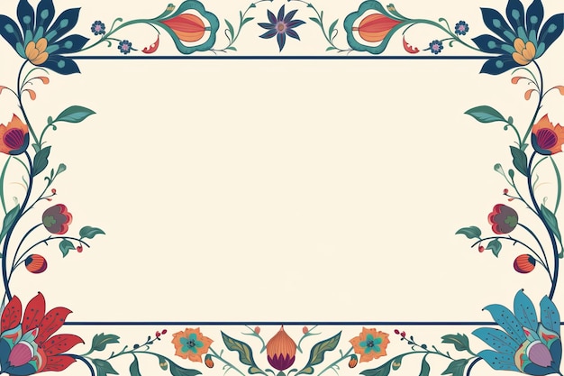 Photo an ornate frame with flowers and leaves on a beige background