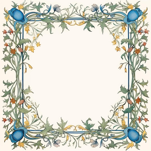 Photo an ornate frame with flowers and leaves