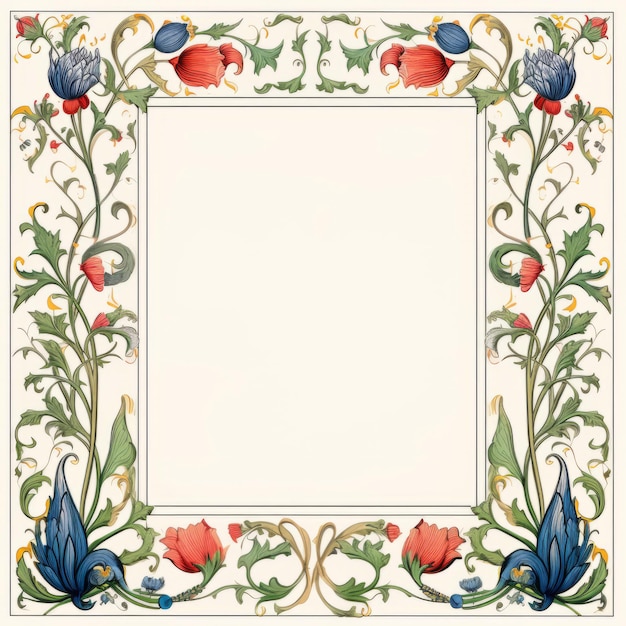 Photo an ornate frame with flowers and leaves