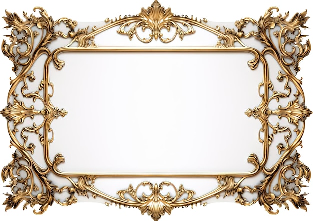 an ornate frame with a golden pattern on white background