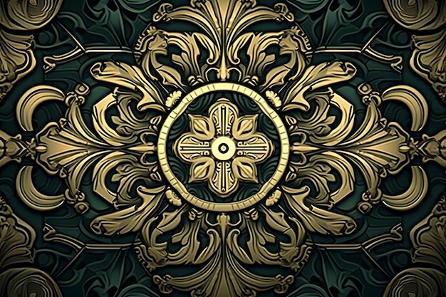 An ornate gold and black background with an ornate design