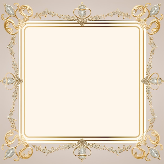 an ornate gold frame on a beige background