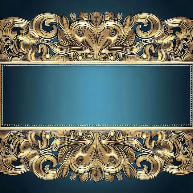 an ornate gold frame with a dark blue background