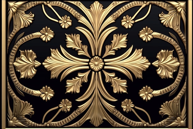 An ornate gold pattern on a black background