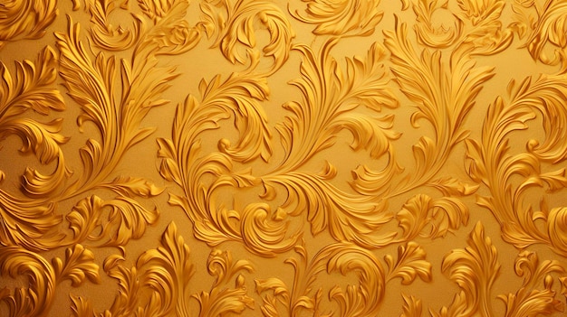 Ornate Gold Patterned Wallpaper Complete view