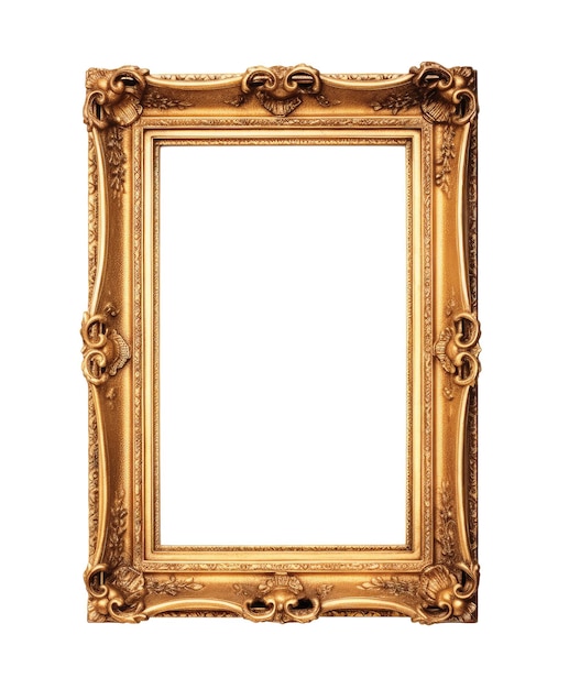 Ornate Gold Picture Frame Isolated on a white background Generative AI