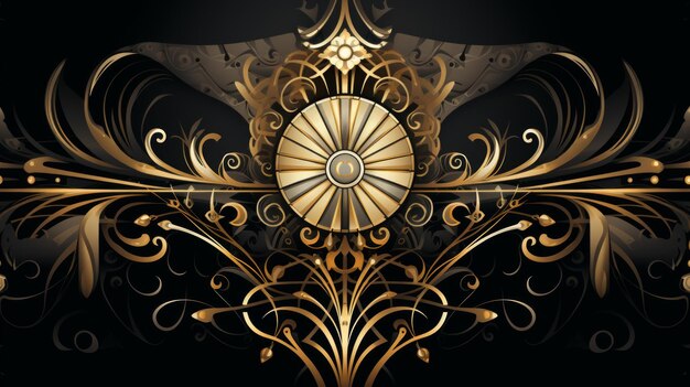 Photo an ornate golden design on a black background