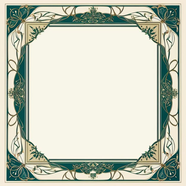 Photo an ornate green and gold frame with an ornate design