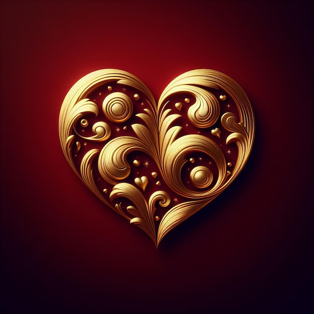 Foto un cuore ornato con intricati vortici d'oro e delicati dettagli in filigrana