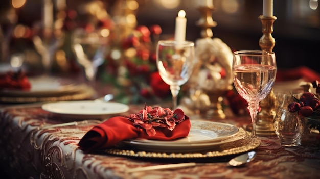 Photo ornate and lavish table setting fit for royalty