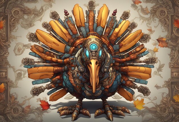 Photo ornate mecha turkey thanksgiving 4k