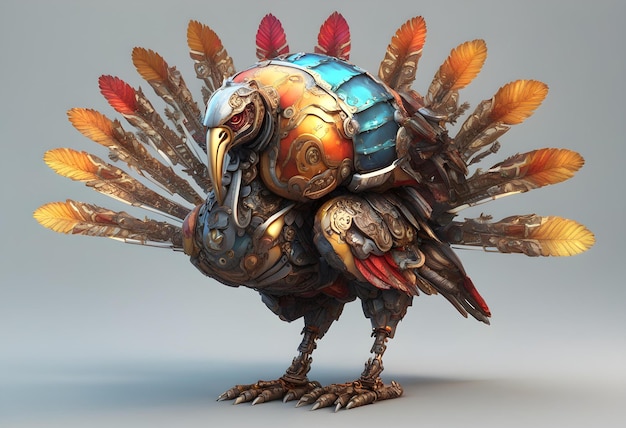 ornate mecha turkey thanksgiving 4k