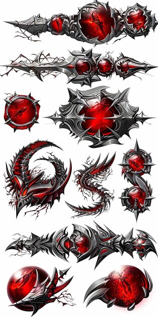 Ornate medieval fantasy emblems Fantasy jewels and shields banners for online gaming