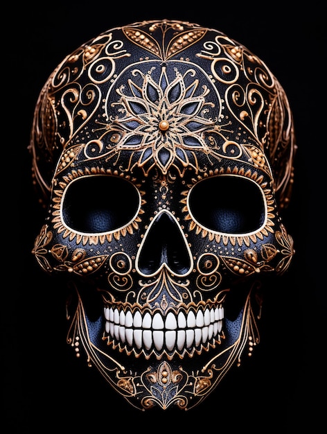Украшенный мексиканский сахарный череп День мертвого черепа