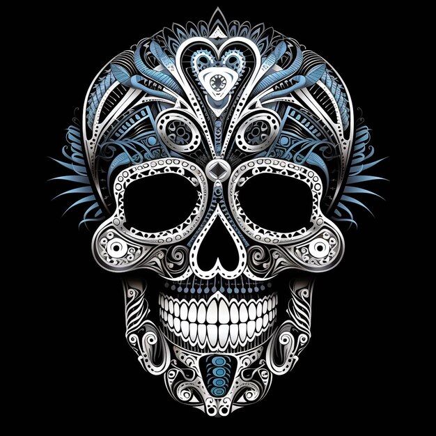 Ornate Mexican Sugar Skull Day of the Dead Skull