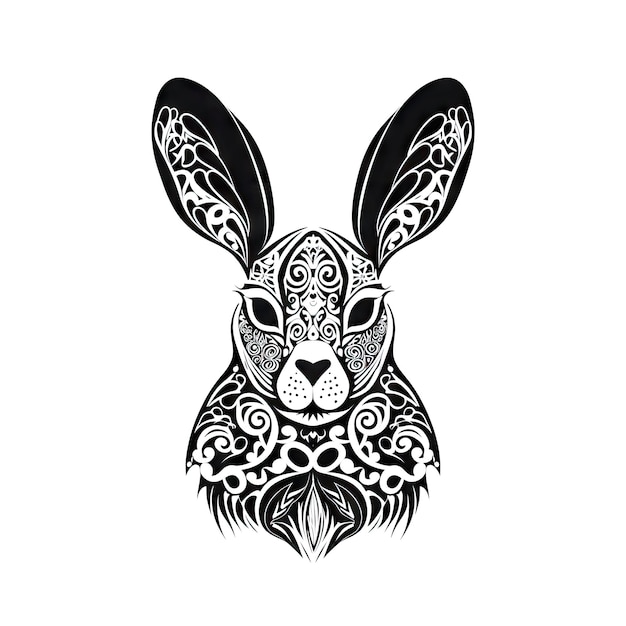 Ornate Rabbit Isolated Bunny Icon Hare Drawing Chinese Zodiac 2023 Symbol Rabbit Silhouette AI Generative Illustration