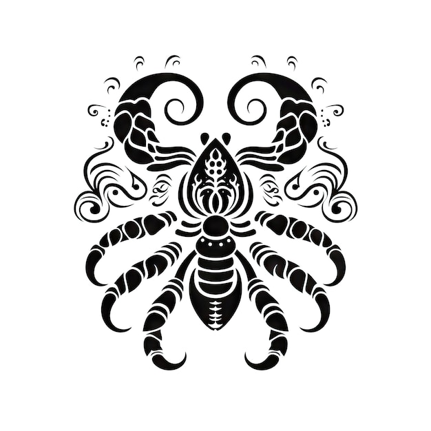 Икона украшенного Скорпиона Скорпион изолированный китайский гороскоп Минимальный символ Скорпиона на белом фоне Генеративная ИИ иллюстрация