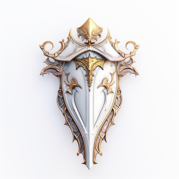 Foto rendering 3d di ornate shield in stile knightcore