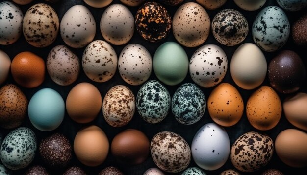AI によって生成されたキリスト教の春と再生のお祝いを象徴する華やかな斑点のある卵