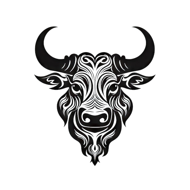 Ornate Taurus Icon Sheep Portrait Isolated Chinese Horoscope Minimal Ram Symbol on White Background Generative AI Illustration