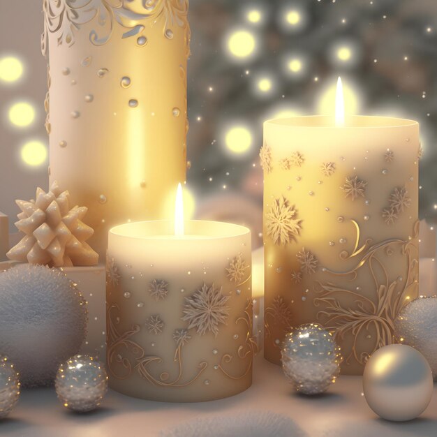 Богато украшенные толстые рождественские свечи фон нейронная сеть сгенерировала искусство