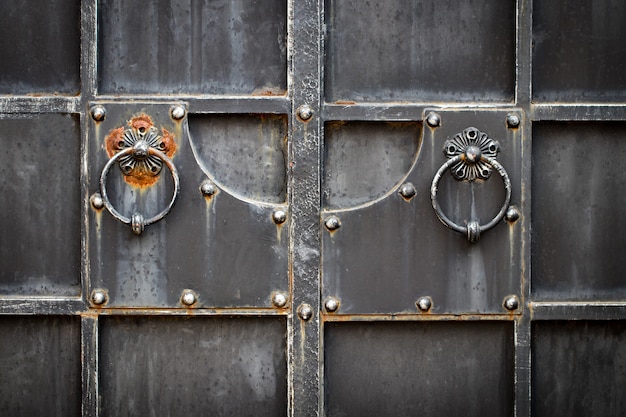 金属製の門の装飾の華やかな錬鉄製の要素。