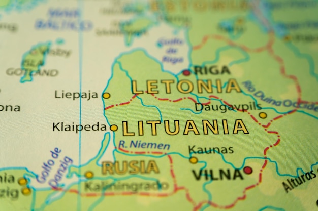 Orographic map of Lithuania and Estonia in the Baltic Sea With references in Spanish Concept of cartography travel geography Differential focus