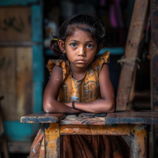 Photo orphanage child a tender portrait of resilience and hope the journey of children in need of care and support shining a light on their strength and potential amidst adversity