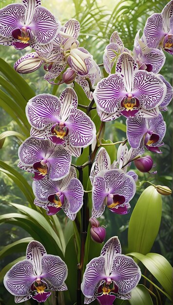 Orquietaursula Encyclia Детальная ярко-фиолетовая и белая орхидея Сложные узоры