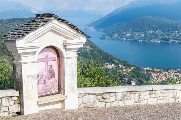 Orta italy 07-09-2021 a chapel in the sanctuary of the madonna del sasso above lake orta