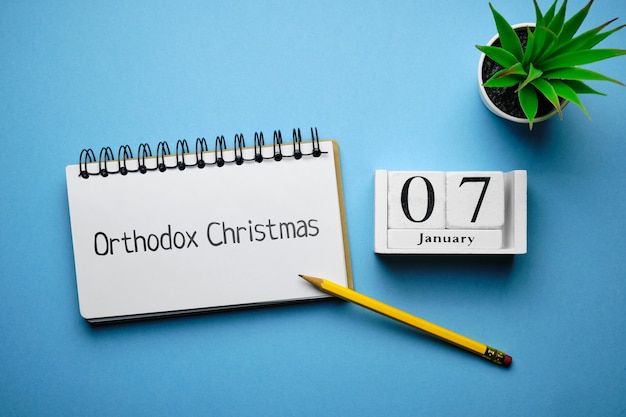 Orthodox Christmas day of winter month calendar january.