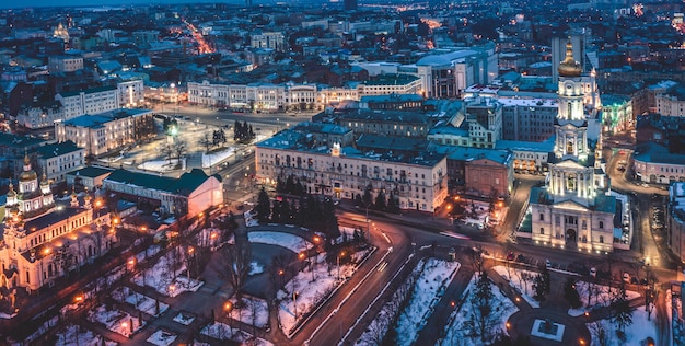 Orthodox dormition cathedral in snowy kharkiv ukraine