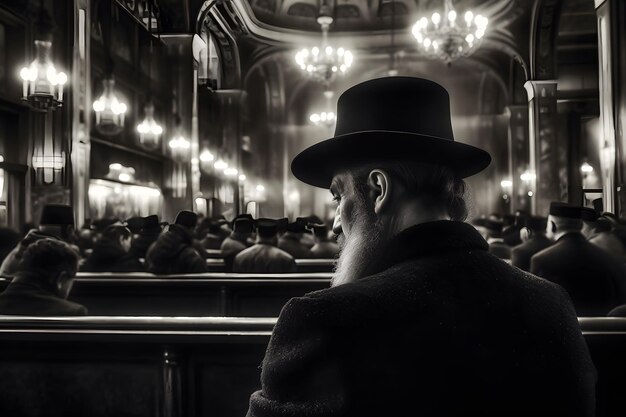 Orthodox Jew reads prayers in the temple Neural network AI generated