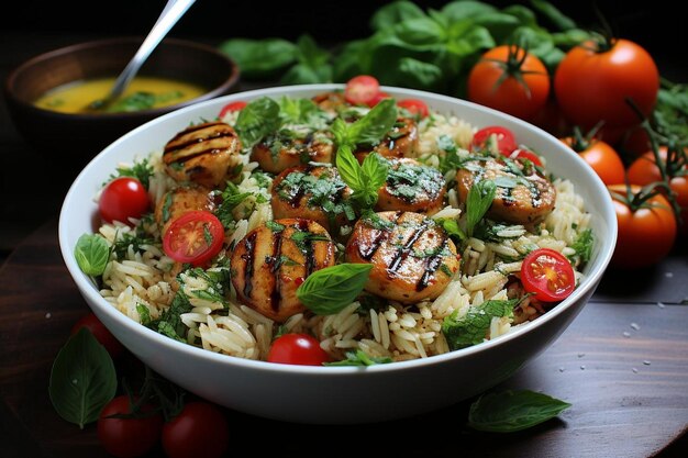 Orzo Pasta Salad with Cherry Tomatoes and Basil