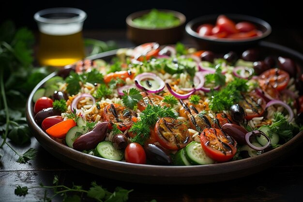 Orzo Pasta Salad with Mediterranean Veggies